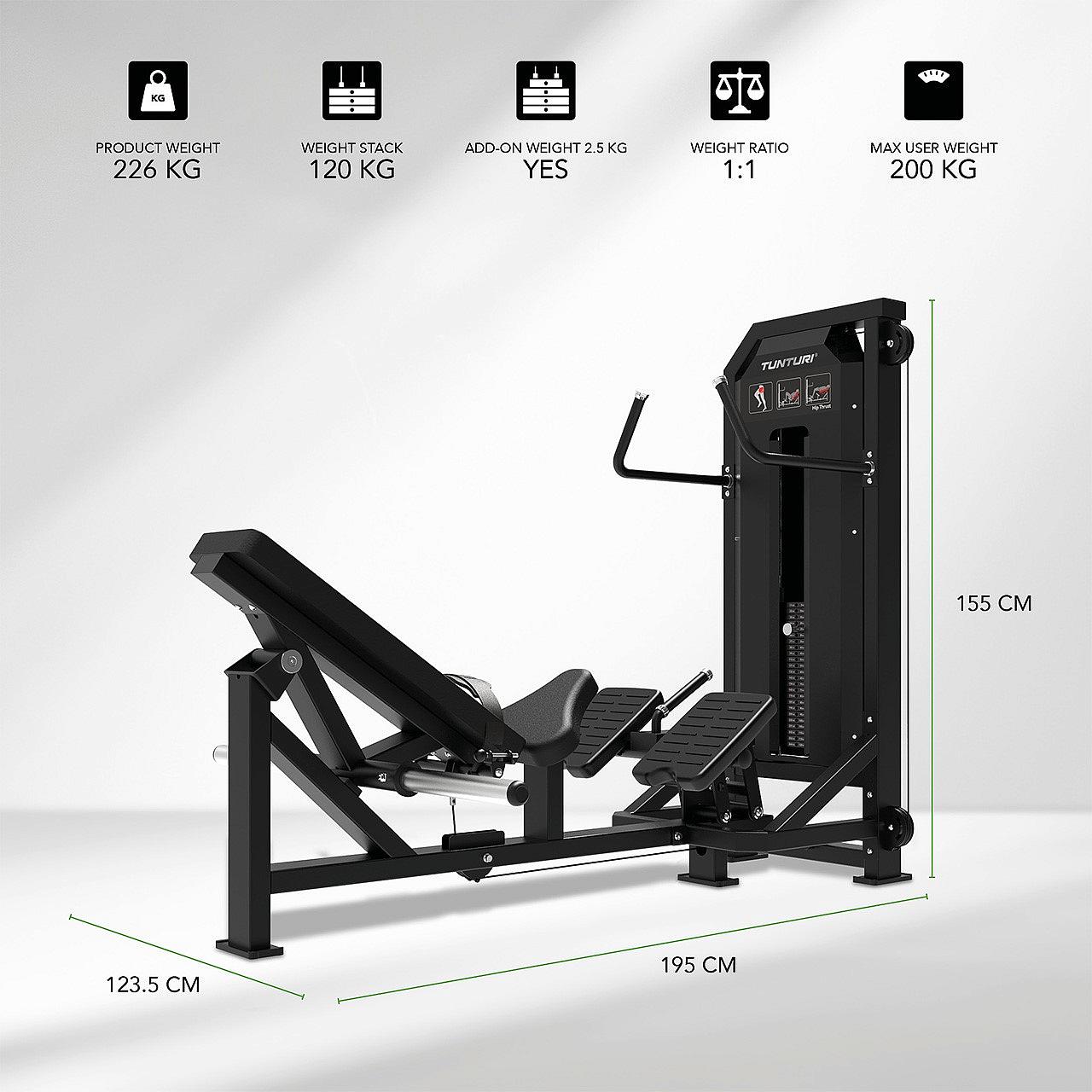 Tunturi Platinum Hip Thrust Hüfttrainer mit Gewichtsstapel Detail 5