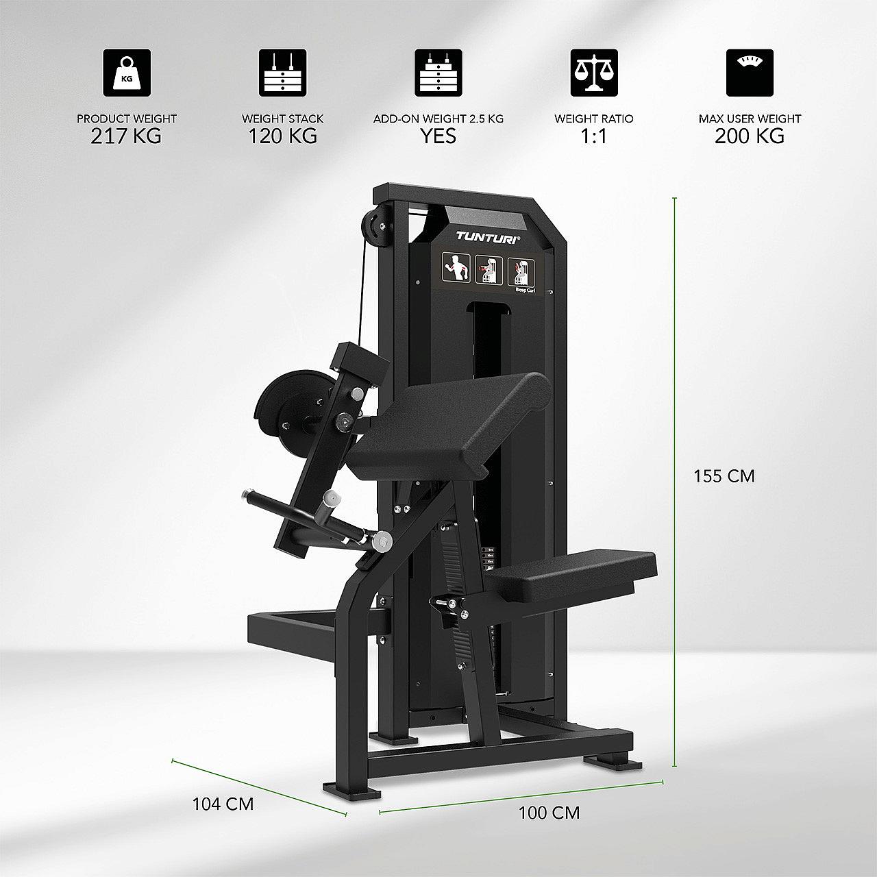 Tunturi Platinum Bicep Curl mit Gewichtsstapel Detail 4