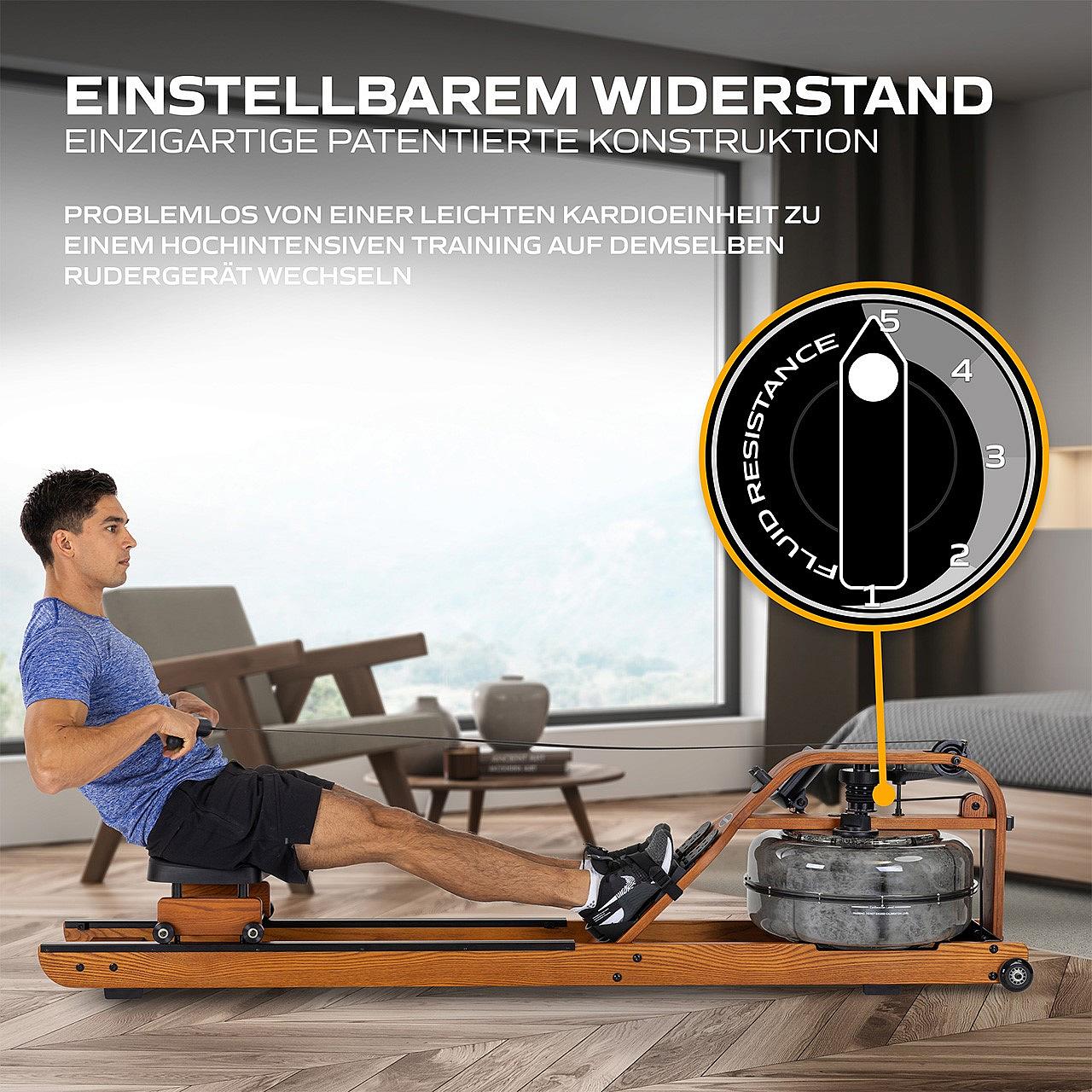 Fluid Rower Viking 3 V Wasserrudergerät aus Holz Detail 4