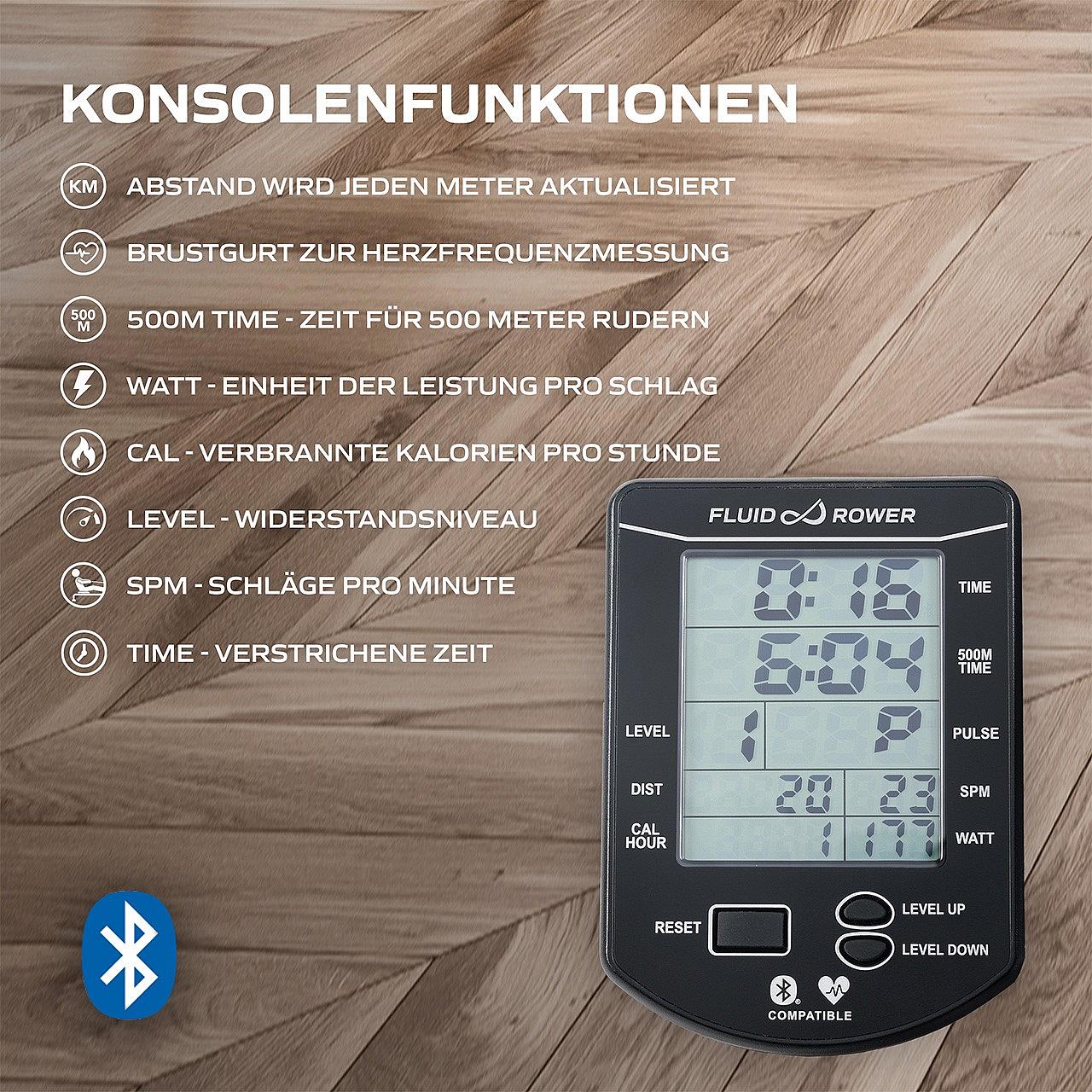 Fluid Rower Apollo Plus Wasserrudergerät aus Holz Detail 5