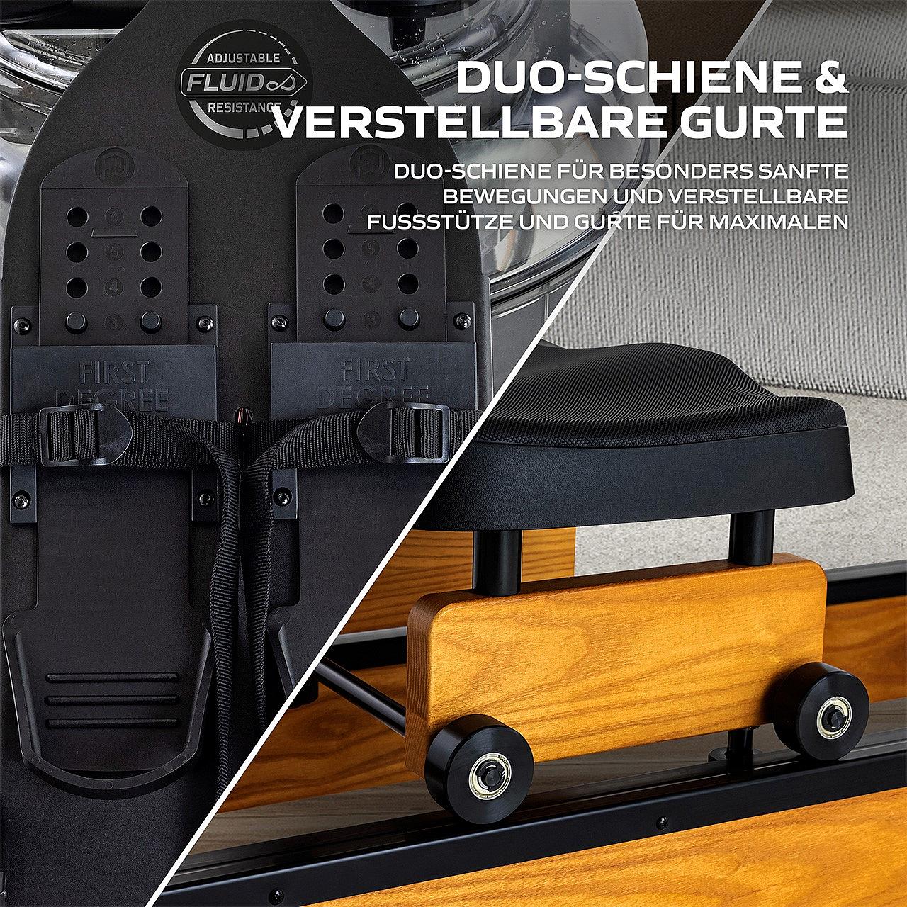 Fluid Rower Apollo Plus Wasserrudergerät aus Holz Detail 6