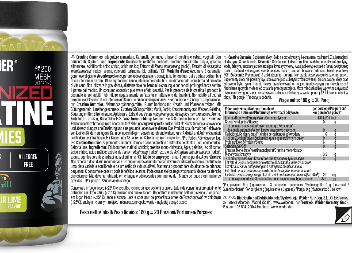 Weider Micronized Creatine Gummies Detail 2